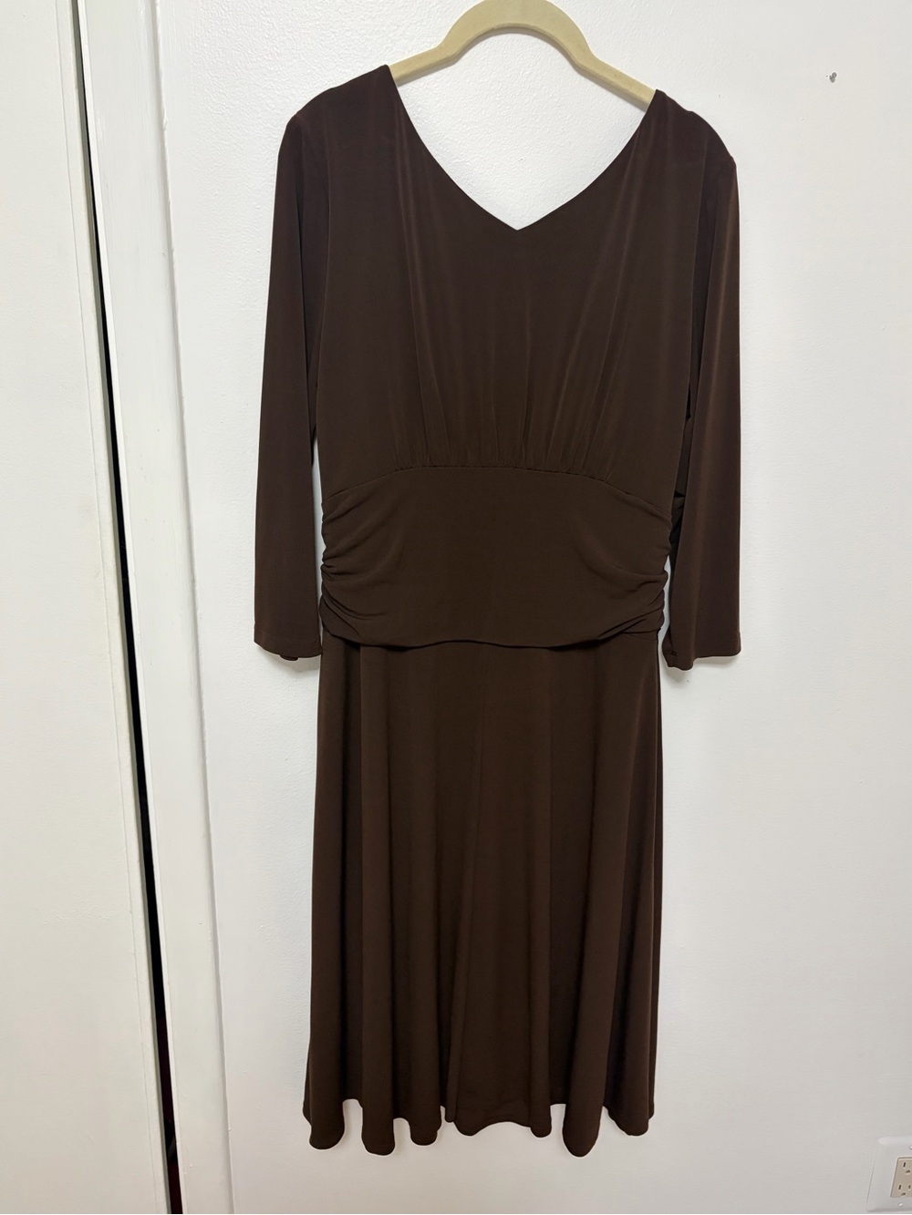 Rabbit Rabbit Rabbit Brown Draped V-Neck Long Sleeve Dress - Picture 2 of 2